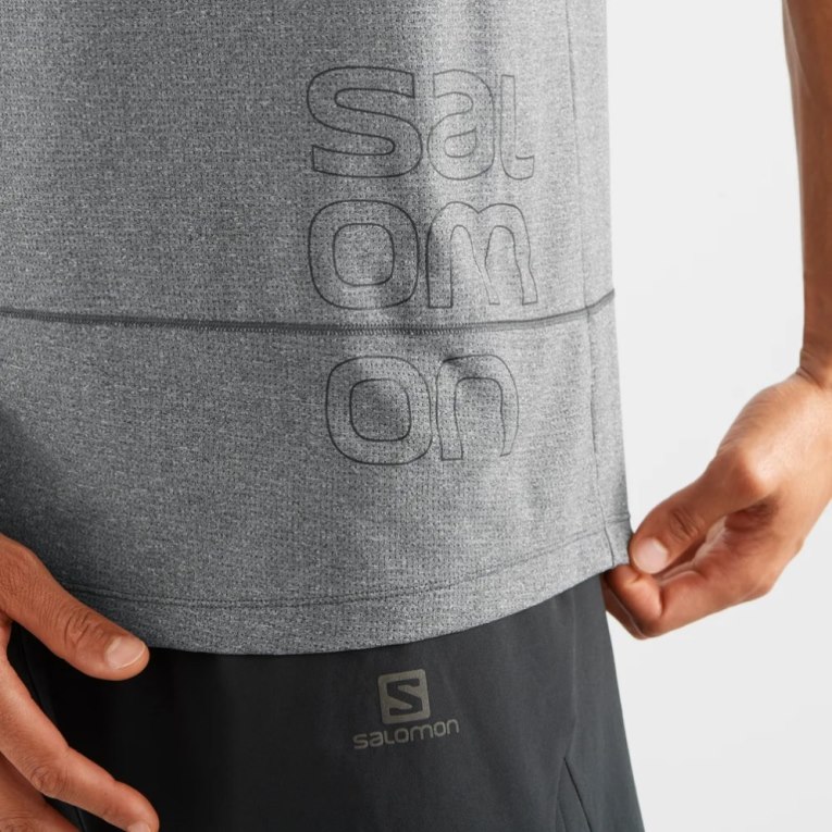Salomon Cross Run Graphic Men's Tanks Dark Grey | CA 90K87